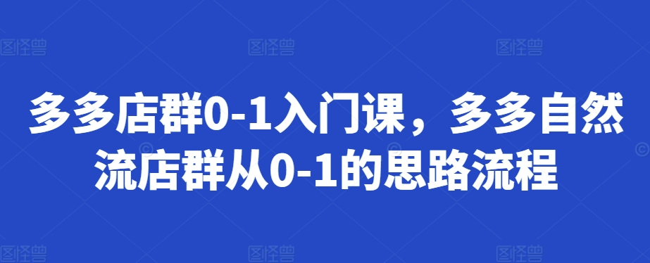 多多店群0-1入门课,多多自然流店群从0-1的思路流程-吾爱云课堂