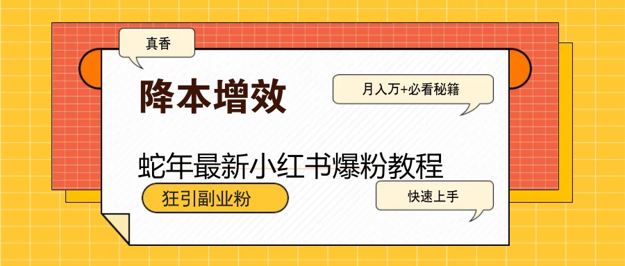 蛇年最新小红书爆粉教程,狂引副业粉,月入万+必看-吾爱云课堂