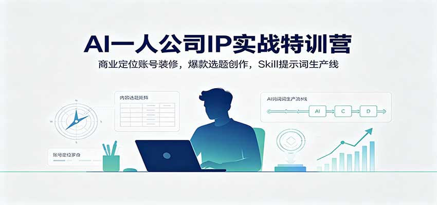 AI一人公司IP实战特训营：商业定位账号装修，爆款选题创作，Skill提示词生产线-吾爱云课堂