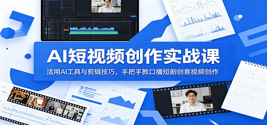 AI短视频创作实战课：活用AI工具与剪辑技巧，手把手教口播短剧创意视频创作-吾爱云课堂