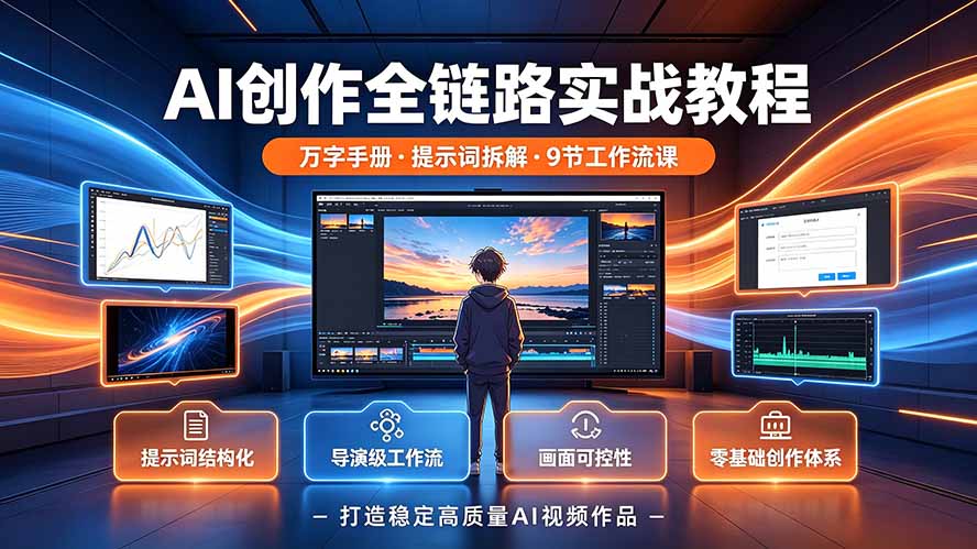 AI创作全链路实战教程｜万字手册·提示词拆解·9节工作流课，打造稳定高质量AI视频作品-吾爱云课堂