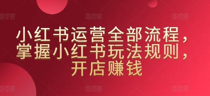 小红书运营全部流程，掌握小红书玩法规则，开店赚钱-吾爱云课堂