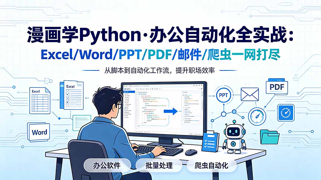 漫画学Python·办公自动化全实战：Excel/Word/PPT/PDF/邮件/爬虫一网打尽-吾爱云课堂