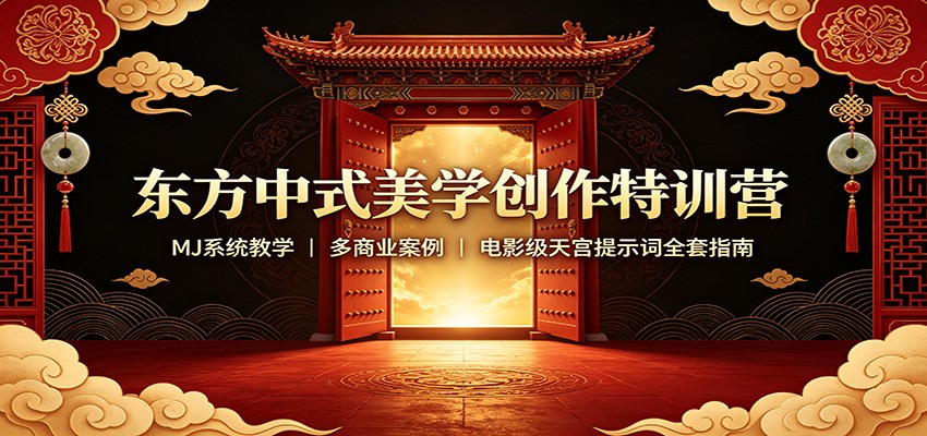 东方中式美学创作特训营：MJ系统教学，多商业案例，电影级天宫提示词全套指南-吾爱云课堂