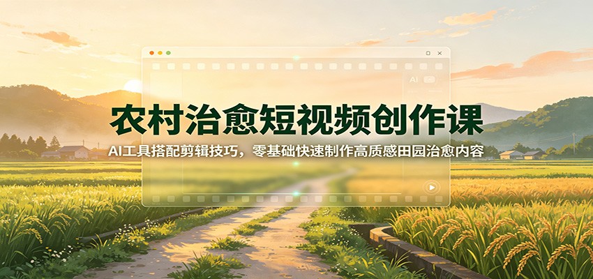 农村治愈短视频创作课：AI工具搭配剪辑技巧，零基础快速制作高质感田园治愈内容-吾爱云课堂