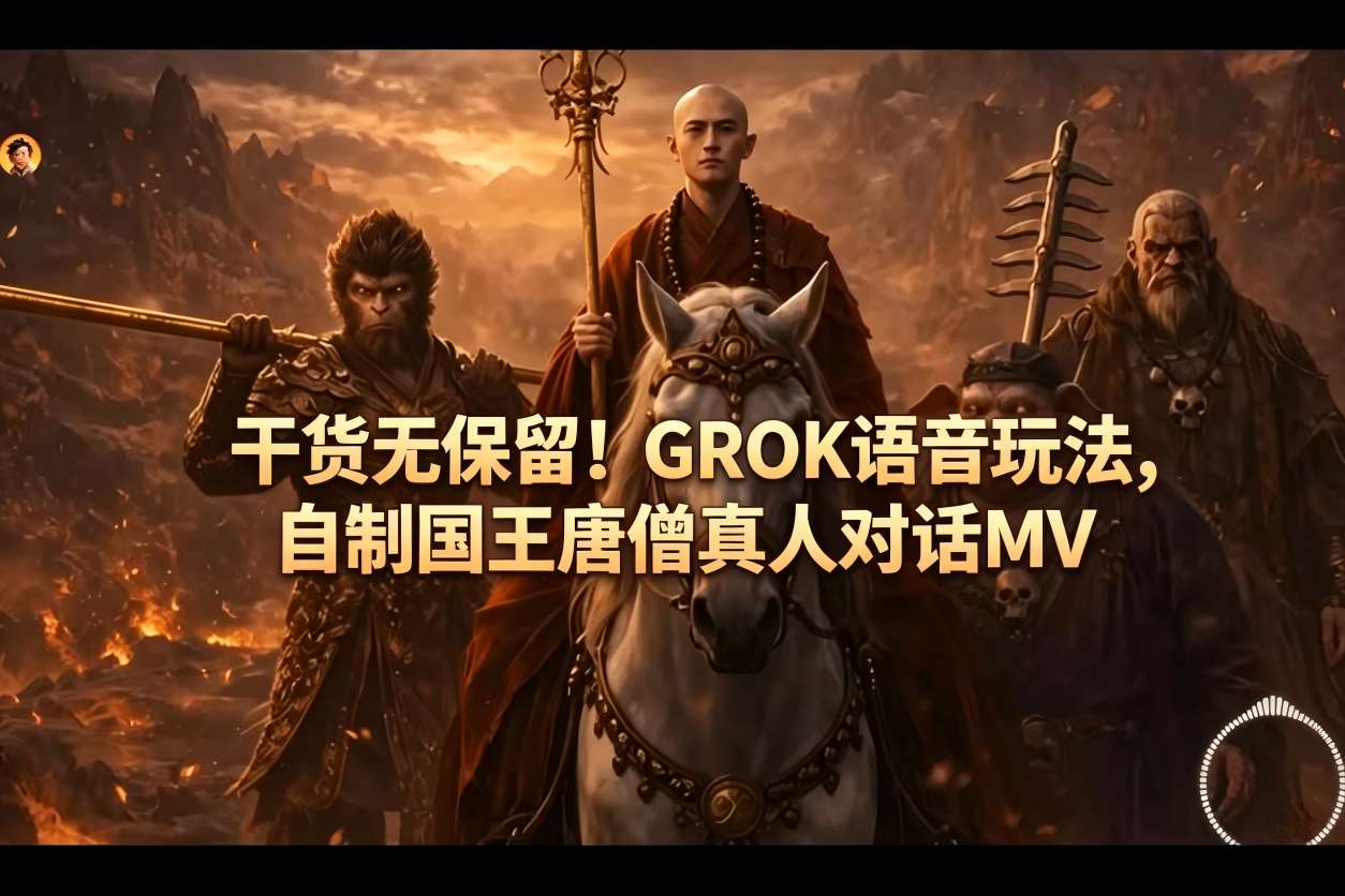 干货无保留！GROK语音玩法，自制国王唐僧真人对话MV-吾爱云课堂