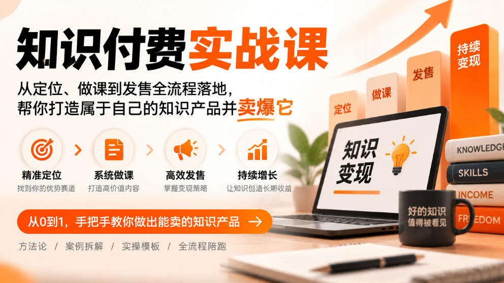 知识付费实战课：从定位、做课到发售全流程落地，帮你打造属于自己的知识产品并卖爆它-吾爱云课堂
