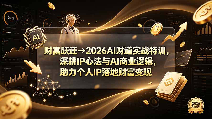 财富跃迁→2026AI财道实战特训，深耕IP心法与AI商业逻辑，助力个人IP落地财富变现-吾爱云课堂