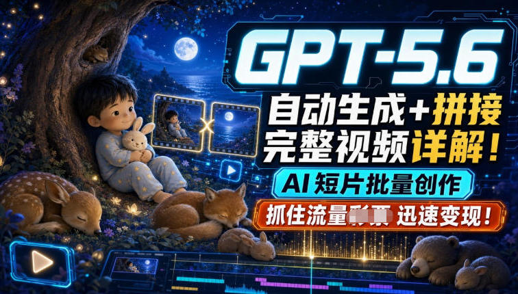 GPT-5.6自动生成+拼接完整视频详解,AI短片批量创作,抓住流量迅速变现!-吾爱云课堂