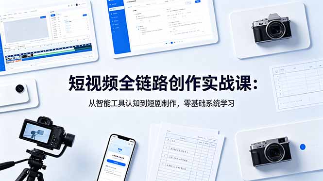短视频全链路创作实战课:从智能工具认知到短剧制作,零基础系统学习-吾爱云课堂