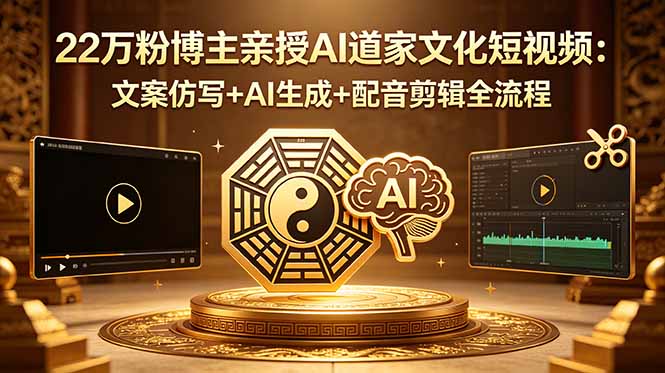 22万粉博主亲授AI道家文化短视频：文案仿写+AI生成+配音剪辑全流程-吾爱云课堂