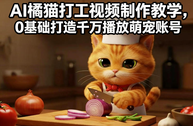 AI橘猫打工视频制作教学，流量狂飙，0基础打造千万播放萌宠账号-吾爱云课堂