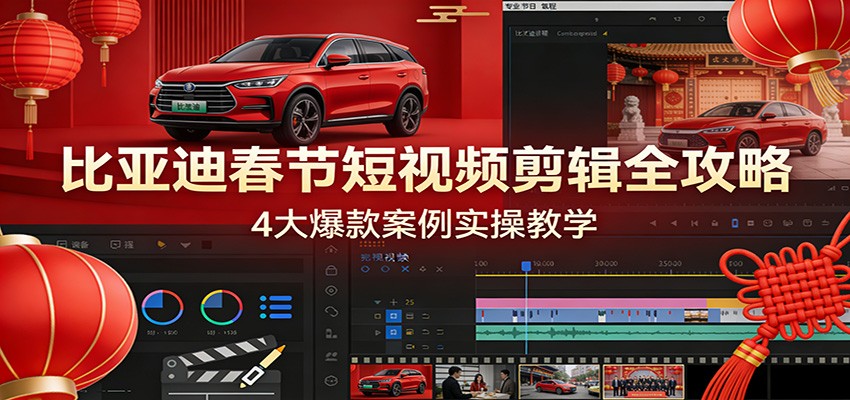 比亚迪春节短视频剪辑全攻略，4大爆款案例实操教学-吾爱云课堂