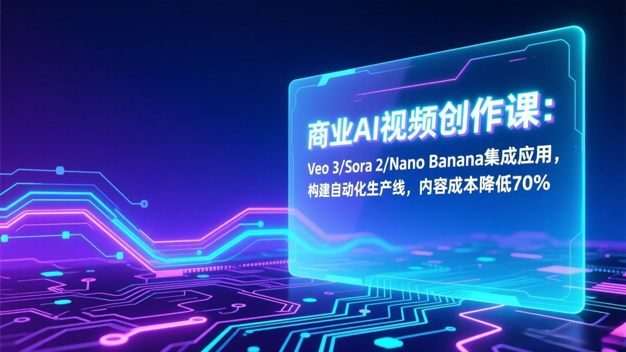 商业AI视频创作课：Veo 3/Sora 2/Nano Banana集成应用，构建自动化生产线，内容成本降低70%-吾爱云课堂