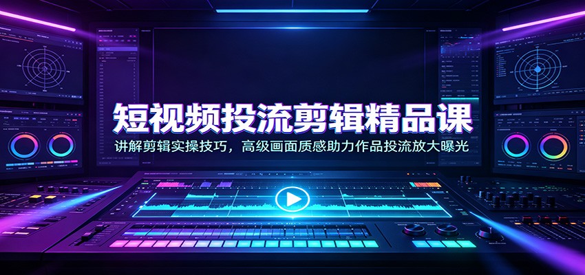 短视频投流剪辑精品课：讲解剪辑实操技巧，高级画面质感助力作品投流放大曝光-吾爱云课堂