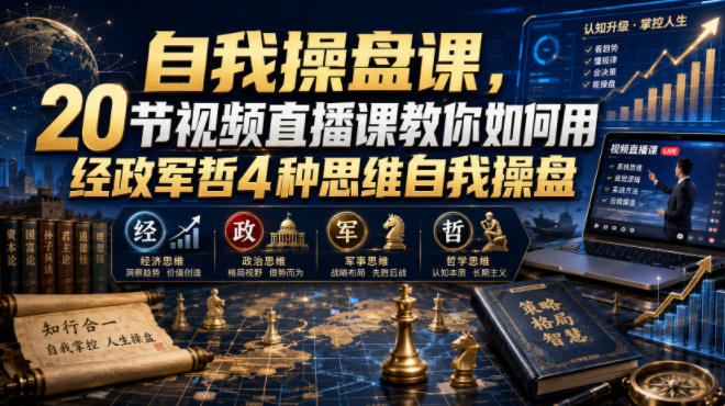 【无水印】自我操盘课，20节视频直播课教你如何用经政军哲4种思维自我操盘(更新0924)-吾爱云课堂