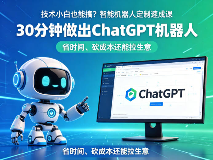 技术小白也能搞？智能机器人定制速成课，30分钟做出ChatGPT机器人，省时间、砍成本还能拉生意-吾爱云课堂