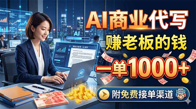 AI商业代写，赚老板的钱，一单1000+，附免费接单渠道-吾爱云课堂