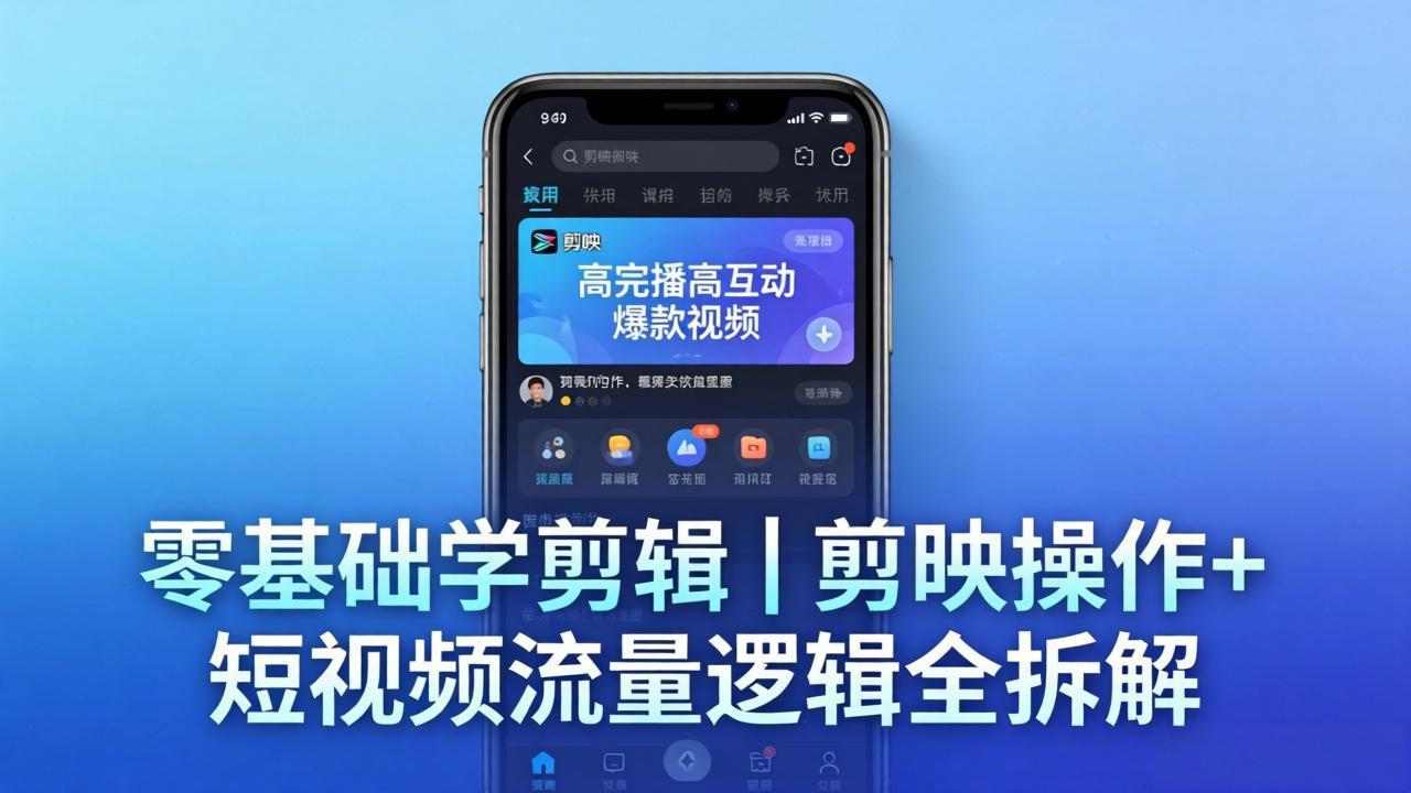 【零基础学剪辑】剪映操作+短视频流量逻辑全拆解｜手把手教你剪出高完播高互动爆款视频-吾爱云课堂