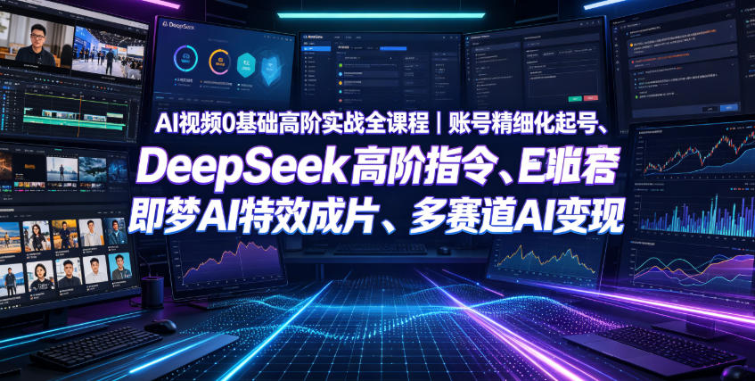AI视频0基础高阶实战全课程｜账号精细化起号、DeepSeek高阶指令、即梦AI特效成片、多赛道AI短视频量产变现-吾爱云课堂