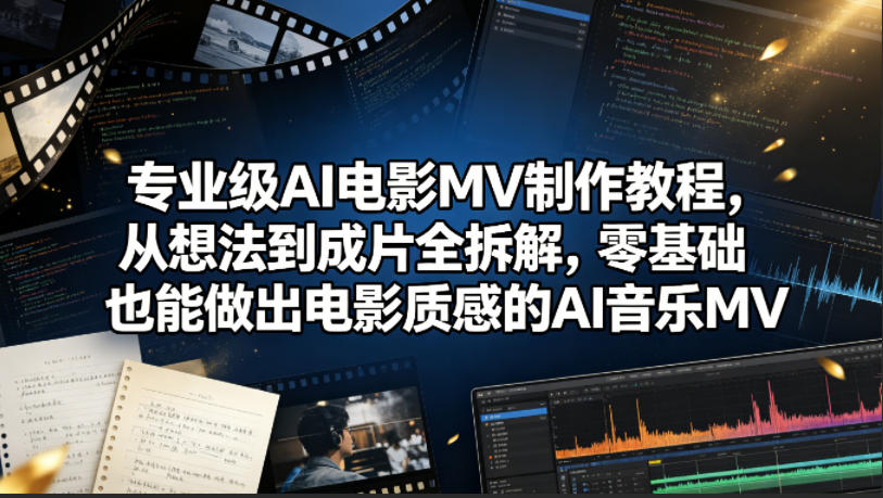 专业级AI电影MV制作教程，从想法到成片全拆解，零基础也能做出电影质感的AI音乐MV-吾爱云课堂