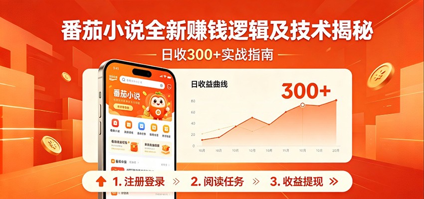 番茄小说全新赚钱逻辑及技术日收300+，小白新书皆可做！无脑赚就行了！-吾爱云课堂