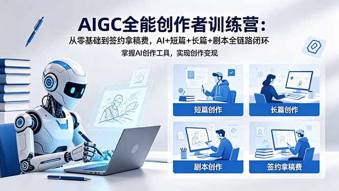 AIGC全能创作者训练营：从零基础到签约拿稿费，AI+短篇+长篇+剧本全链路闭环-吾爱云课堂