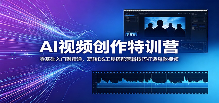 AI视频创作特训营：零基础入门到精通，玩转DS工具搭配剪辑技巧打造爆款视频-吾爱云课堂