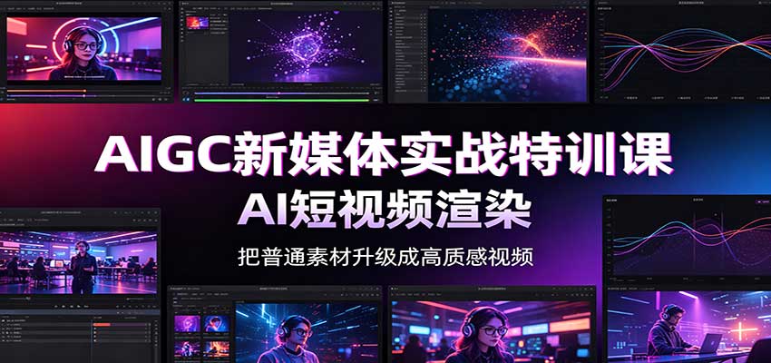 AIGC新媒体实战特训课：工具入门实操，AI短视频渲染，数字人商业视频制作-吾爱云课堂