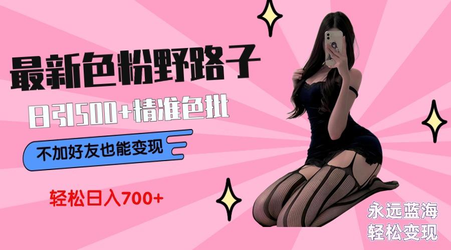 最新色粉变现野路子,日引500+老色批 可不加好友直接变现 小白轻松日入700+-吾爱云课堂
