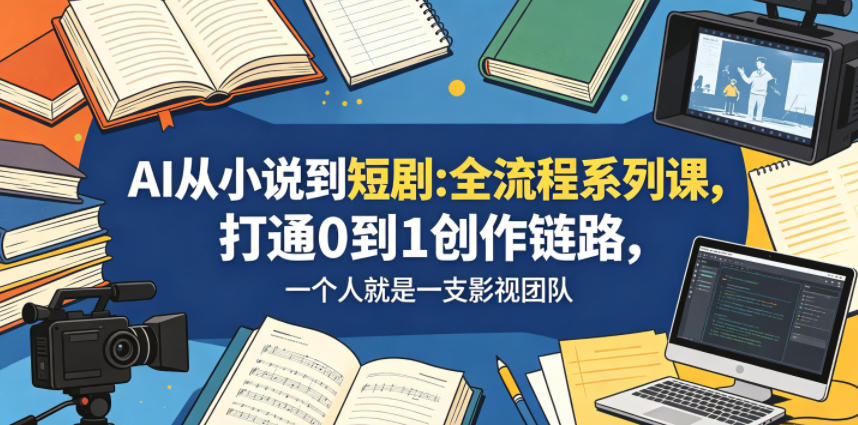 AI从小说到短剧全流程系列课，打通0到1创作链路，一个人就是一支影视团队-吾爱云课堂