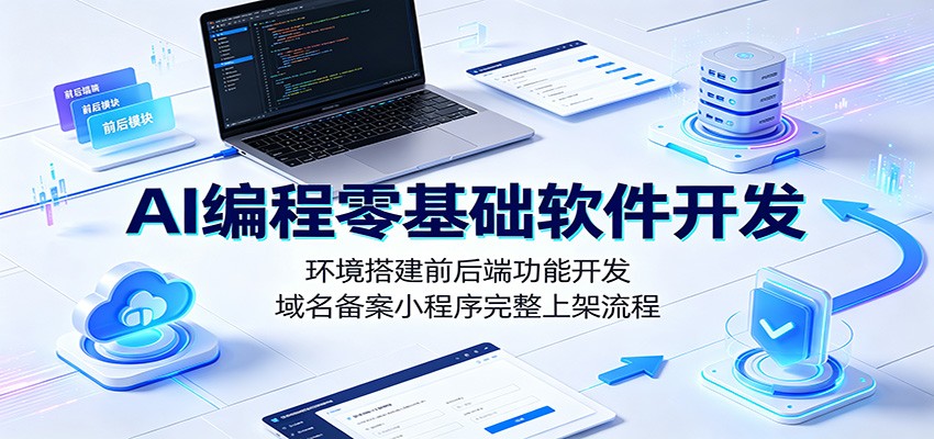 AI编程零基础软件开发：环境搭建前后端功能开发，域名备案小程序完整上架流程-吾爱云课堂