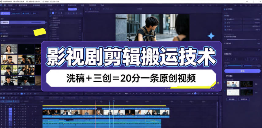 影视剧剪辑搬运技术，洗稿+三创=20分一条原创视频-吾爱云课堂