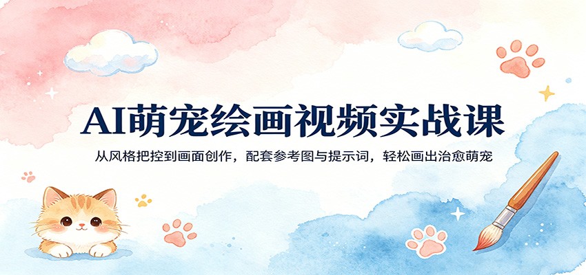 AI萌宠绘画视频实战课:从风格把控到画面创作,配套参考图与提示词,轻松画出治愈萌宠-吾爱云课堂