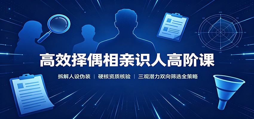 高效择偶相亲识人高阶课：拆解人设伪装，硬核资质核验，三观潜力双向筛选全策略-吾爱云课堂