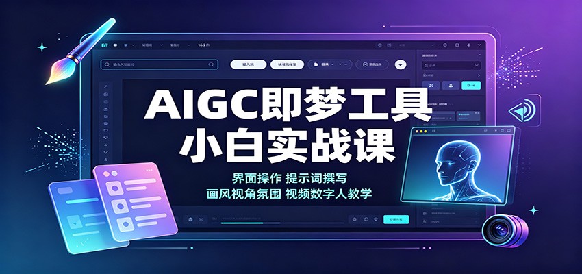 AIGC即梦工具小白实战课：界面操作，提示词撰写，画风视角氛围视频数字人教学-吾爱云课堂