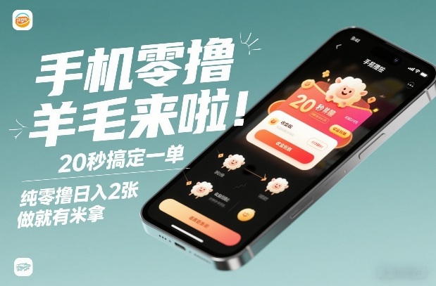 手机零撸薅羊毛来啦！20秒搞定一单，纯零撸日入2张，做就有米拿【揭秘】-吾爱云课堂