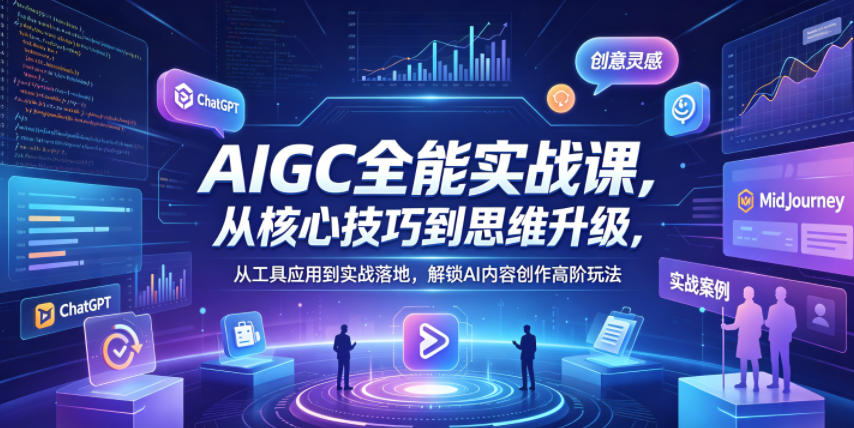 AIGC全能实战课，从核心技巧到思维升级，从工具应用到实战落地，解锁AI内容创作高阶玩法-吾爱云课堂