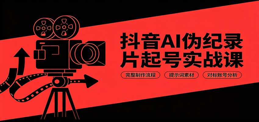 抖音AI伪纪录片起号实战课：完整制作流程，提示词素材，对标账号分析-吾爱云课堂
