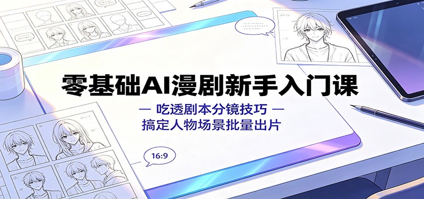 零基础AI漫剧新手入门课：吃透剧本分镜技巧，搞定人物场景批量出片-吾爱云课堂