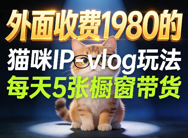 宠物赛道猫咪IP-vlog玩法，26条视频涨粉29W，每天5张橱窗带货拆解-吾爱云课堂