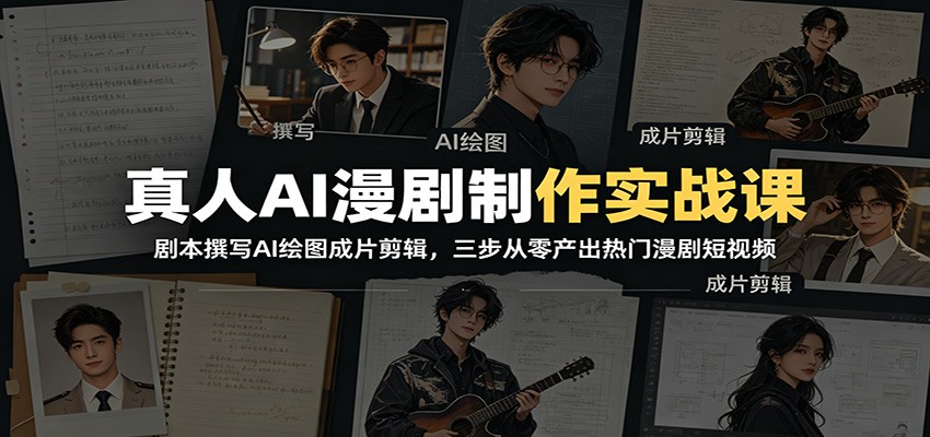 真人AI漫剧制作实战课：剧本撰写AI绘图成片剪辑，三步从零产出热门漫剧短视频-吾爱云课堂