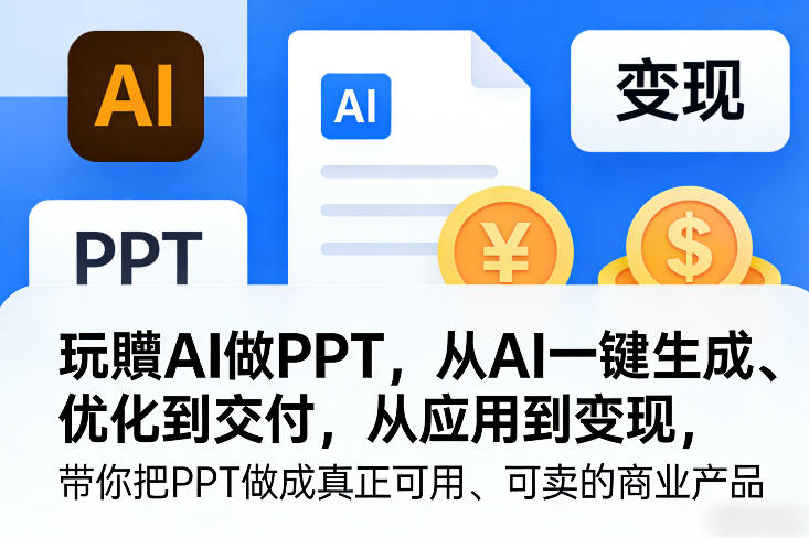 玩賺AI做PPT，从AI一键生成、优化到交付，从应用到变现，带你把PPT做成真正可用、可卖的商业产品(更新0904)-吾爱云课堂