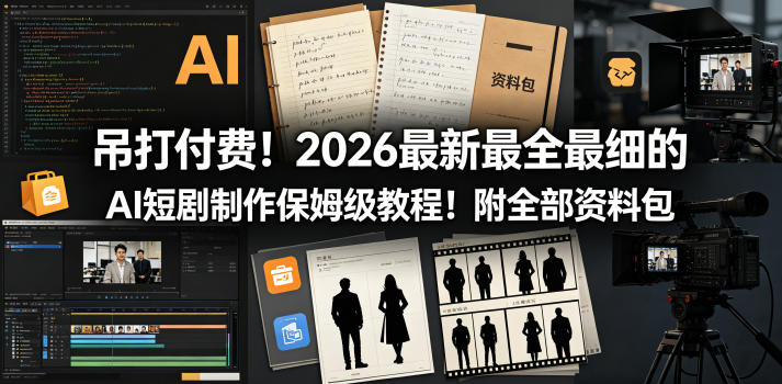 吊打付费！2026最新最全最细的AI短剧制作保姆级教程！附全部资料包-吾爱云课堂