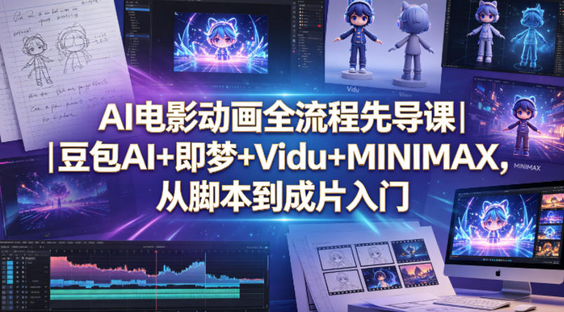 AI电影动画全流程先导课｜豆包AI+即梦+Vidu+MINIMAX，从脚本到成片入门-吾爱云课堂