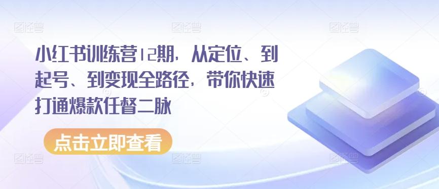 小红书训练营12期，从定位、到起号、到变现全路径，带你快速打通爆款任督二脉-吾爱云课堂