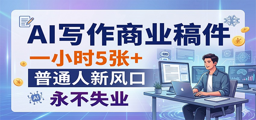 AI写作商业稿件，一小时5张+，普通人新风口，永不失业-吾爱云课堂