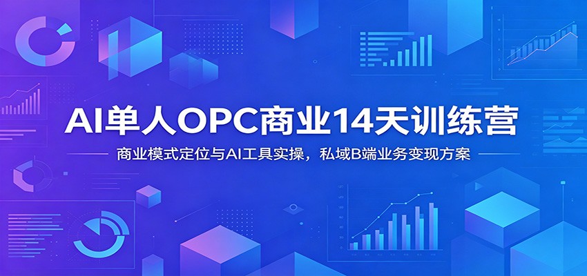 AI单人OPC商业14天训练营：商业模式定位与AI工具实操，私域B端业务变现方案-吾爱云课堂