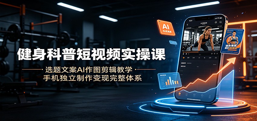 健身科普短视频实操课：选题文案AI作图剪辑教学，手机独立制作变现完整体系-吾爱云课堂