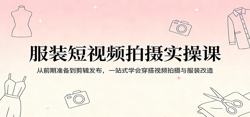 服装短视频拍摄实操课：从前期准备到剪辑发布，一站式学会穿搭视频拍摄与服装改造-吾爱云课堂
